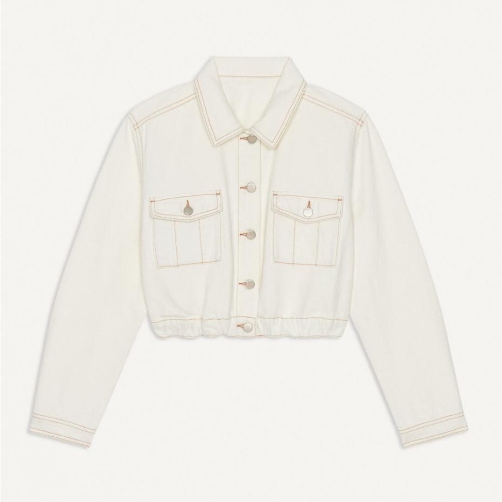 ba&sh cropped white denim “lady” jacket